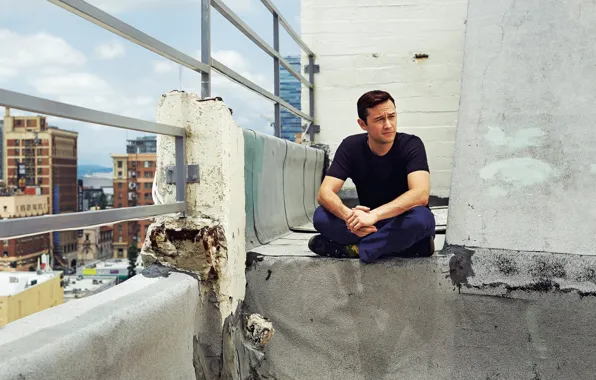 Roof, view, actor, photoshoot, the parapet, Joseph Gordon-Levitt, Joseph Gordon-Levitt, 2015