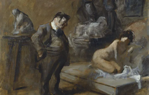 Picture erotic, picture, genre, Jean-Louis Foren, Jean-Louis Forain, The Artist's Studio