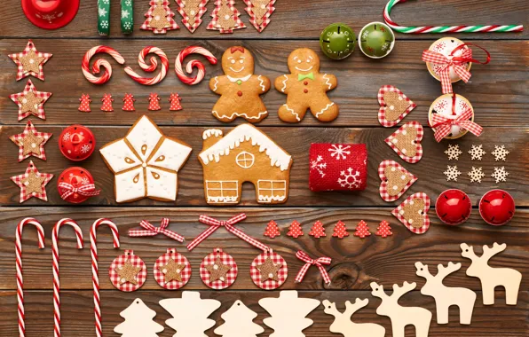 Cookies, candy, merry christmas, cookies, decoration, gingerbread, bells