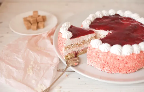 Cake, sugar, cream, jelly