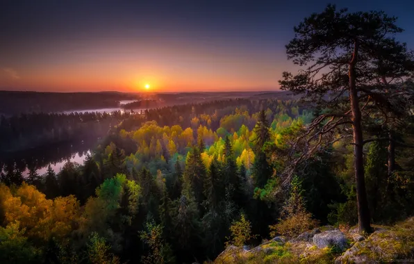 Picture autumn, sunset, mountains