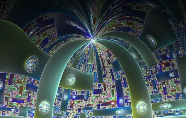 Circles, abstraction, space, pattern, graphics, fractal, arch, ornament