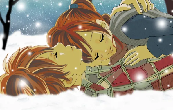 Winter, snow, anime, two, It was us, Bokura ga Ita