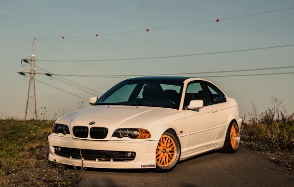 Picture BMW, Tuning, White, BMW, Lights, COUPE, White, E46