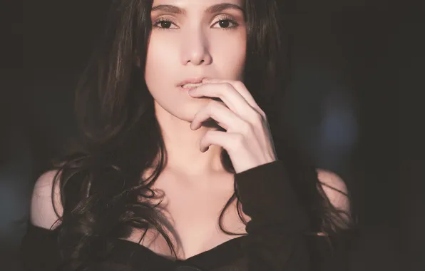 Look, girl, face, hair, brunette