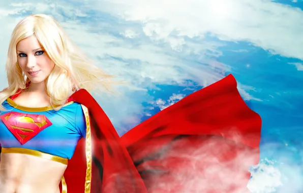 Picture girl, blonde, superwoman, superwoman