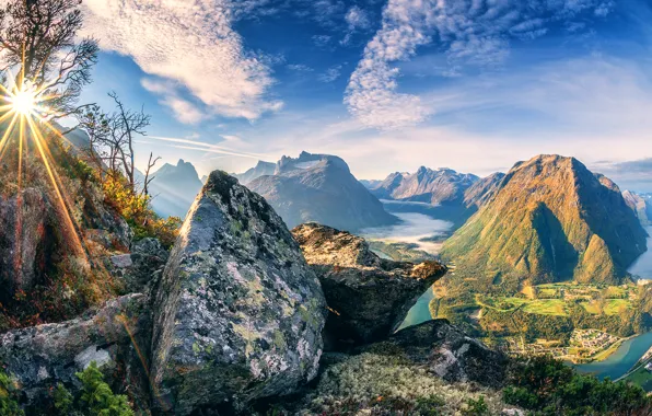 Picture the sky, the sun, mountains, stones
