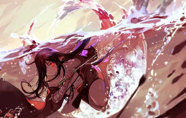 Picture water, girl, splash, art, pixiv fantasia