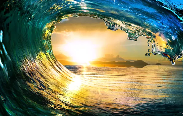Sea, wave, the sun, landscape, nature, the ocean, waves, sea