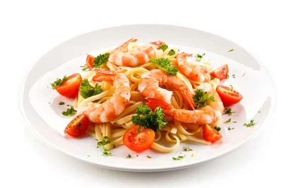 Picture Plate, Tomatoes, Food, Pasta, Shrimp, Main Dishes