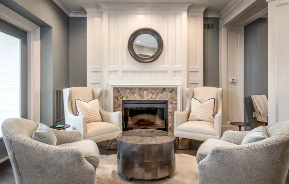Design, chair, fireplace, living room
