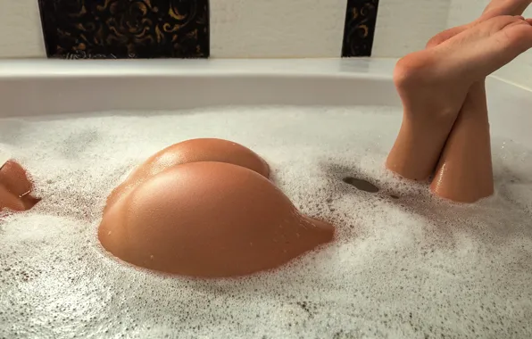 Ass, foam, bath, legs