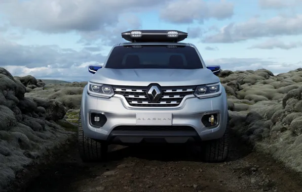 Silver, Renault, pickup, the front, primer, 2015, Alaskan Concept