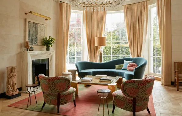 Design, style, heat, interior, chairs, fireplace, sofa, cozy