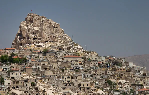 Picture rock, mountain, home, Turkey, Cappadocia, Uchisar