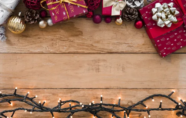 Decoration, gift, new year, Christmas, garland, Christmas, wood, New Year