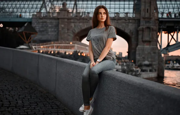 Girl, sexy, woman, beautiful, model, jeans, cute, t-shirt