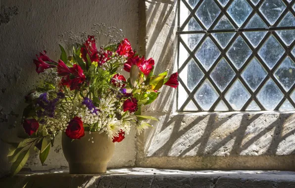 Picture flowers, background, window