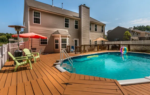 The city, house, pool, cottage