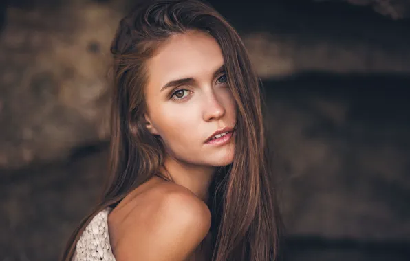 Look, girl, face, hair, portrait, shoulder, Ivan Slavov