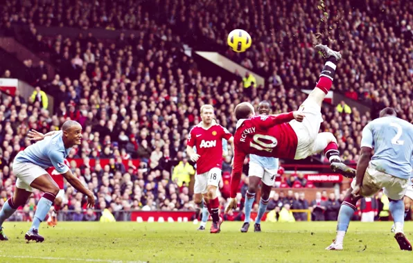 The ball, goal, Rooney, Manchester city, Vincent Kompany, gender Scholz, Manchester United