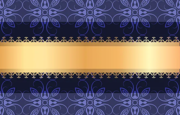 Flowers, pattern, vector, ornament, violet, gold ribbon