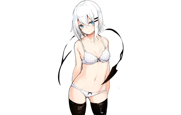 Wallpaper girl, sexy, lingerie, bra, cleavage, panties, thighhighs, boobs
