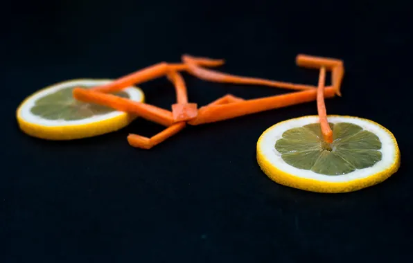 Picture lemon, bike, carrot