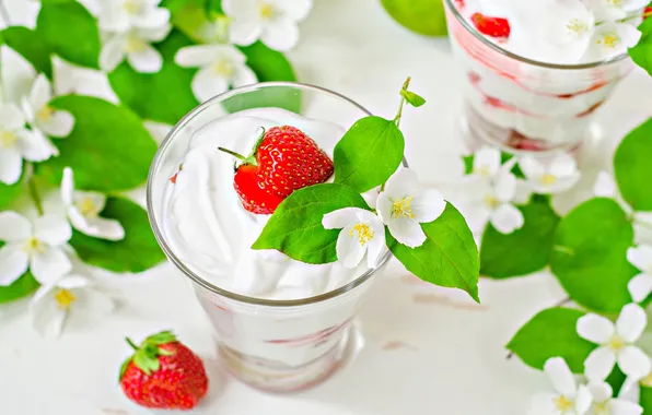 Picture strawberry, dessert, Jasmine, yogurt