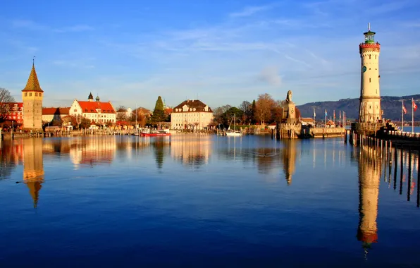 The city, photo, home, Germany, Bavaria, river Lindau