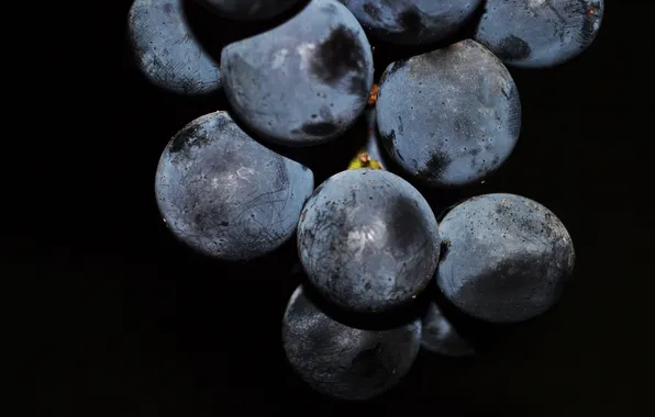 Macro, grapes, black background