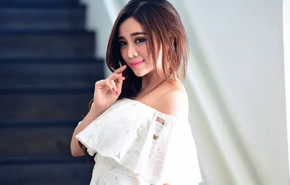 Girl, smile, dress, Asian, cutie, manicure