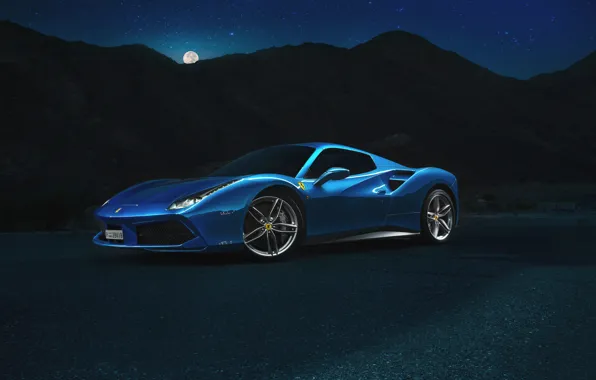 Picture Ferrari, Blue, Front, Spider, Supercar, 488