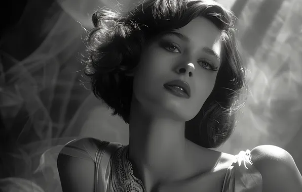 Look, girl, light, face, pose, eyelashes, style, retro
