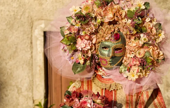 Flowers, style, mask, costume, carnival