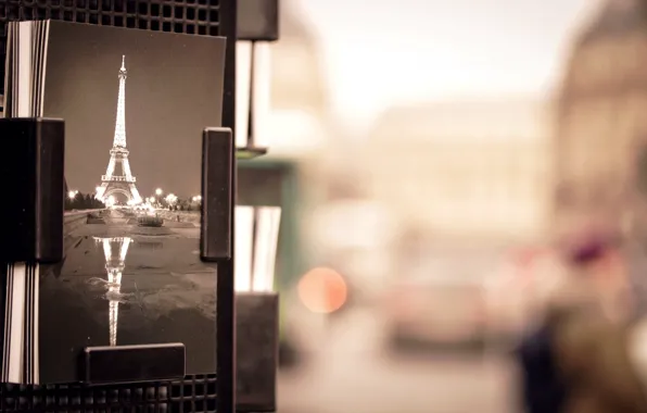 The city, street, France, Paris, blur, Eiffel tower, Paris, France