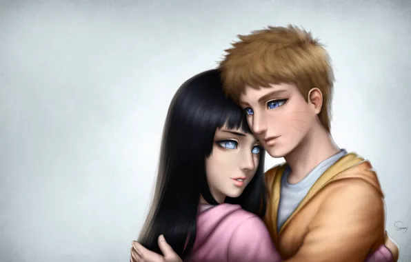 Naruto, art, Uzumaki Naruto, Hyuga Hinata, samdelatorre