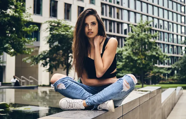Picture girl, face, hair, jeans, cutie