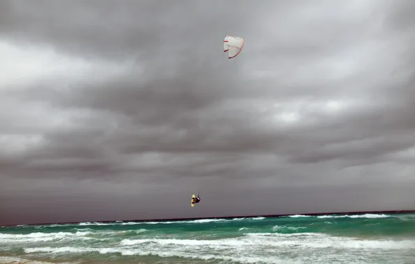 Sea, wave, flight, squirt, the wind, Cuba, sport, athlete