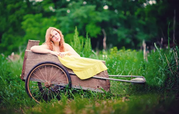 Girl, nature, stroller
