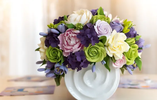 Picture roses, bouquet, vase, Elena Kharichkina