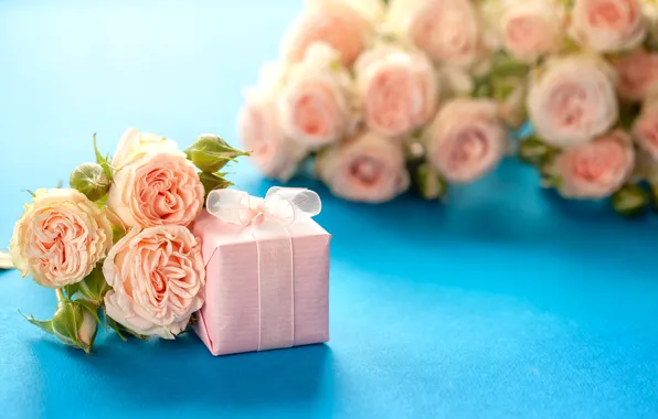 Picture background, blue, roses, bouquet, beautiful