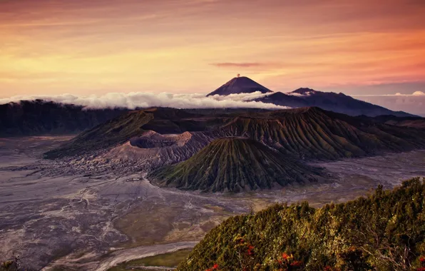 Picture landscape, nature, photo, Indonesia, volcanoes, mount Bromo