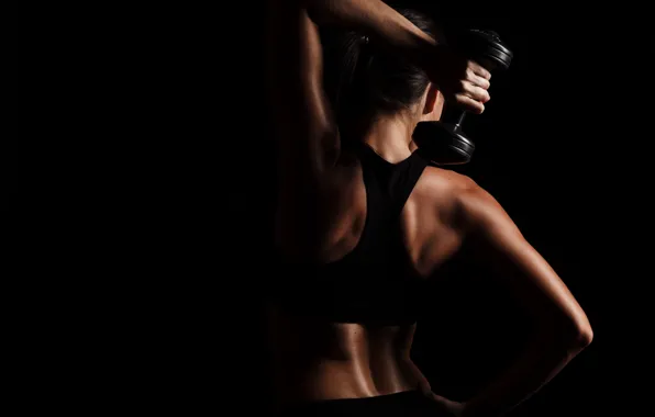 Pose, back, fitness, dumbbells, fitness, weight, dumbbells