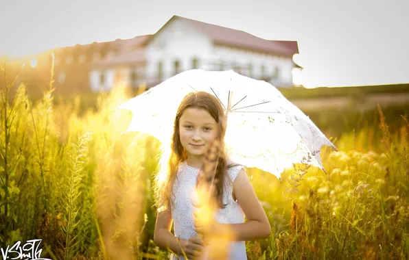 Umbrella, girl, Vladimir Smith, Vladimir Smith