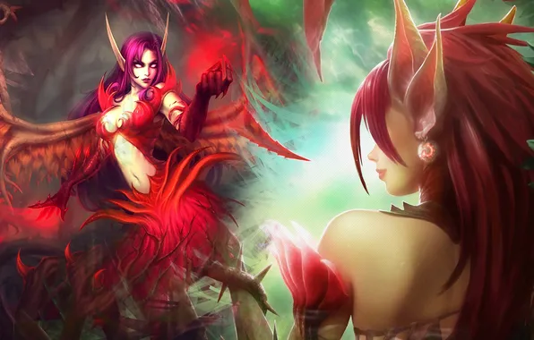 Picture League of Legends, Morgana, Angel Fall, Rise of the Thorns, Zyra