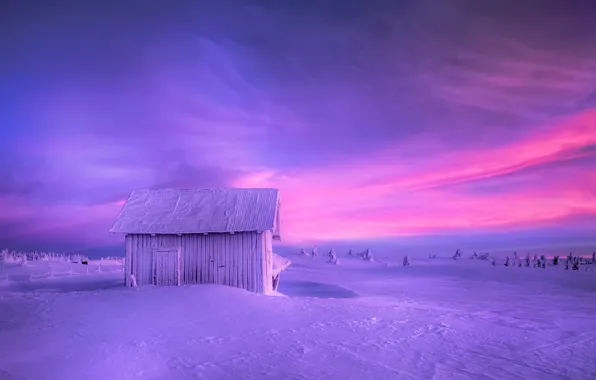 Picture winter, the barn, Norway, Cold Cabin