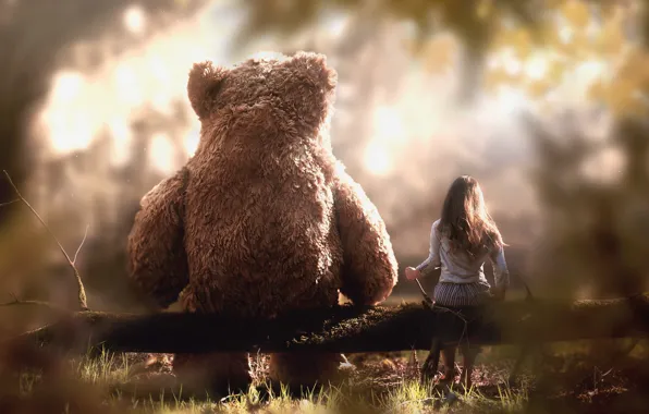 Picture mood, bear, girl