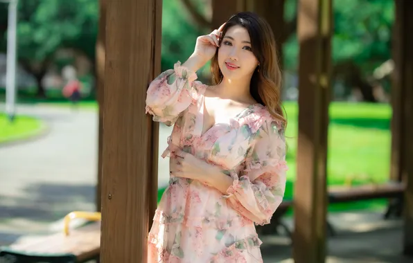Look, the sun, pose, model, portrait, makeup, dress, hairstyle