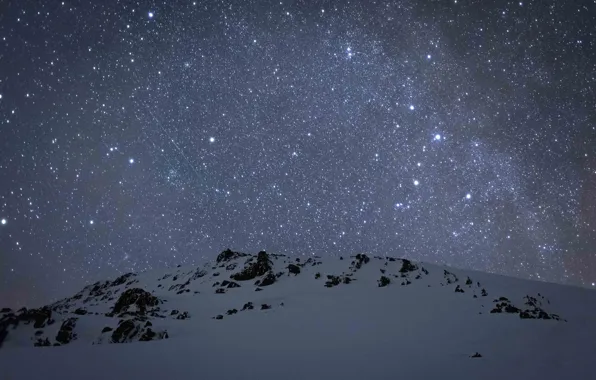 Picture winter, space, stars, snow, mountains, The Milky Way, secrets